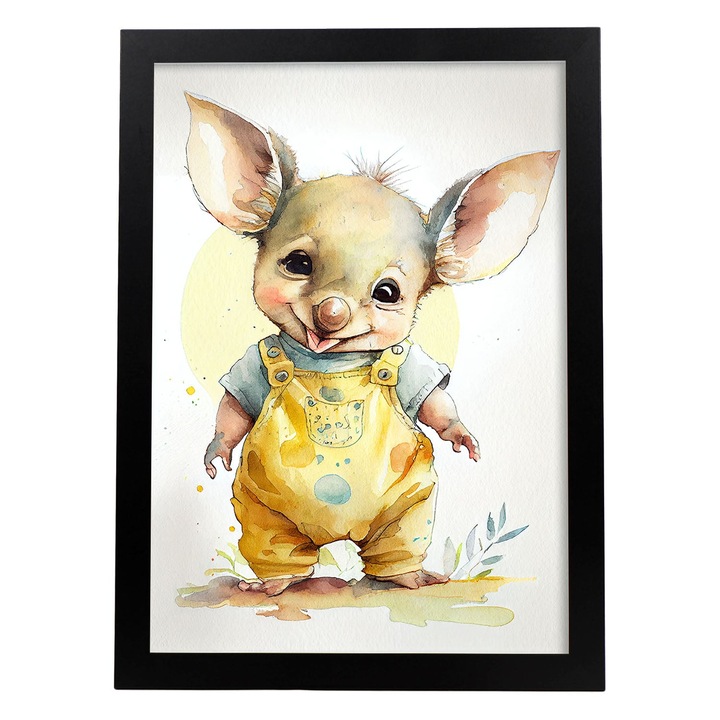 Poster cu animale, Nacnic, Rame negre, A4