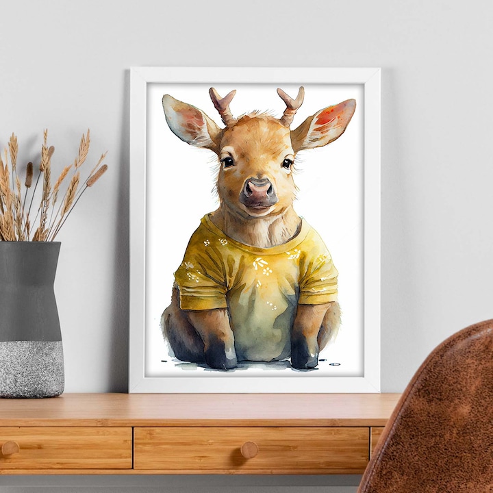 Poster cu animale, Nacnic, Rame albe, A4