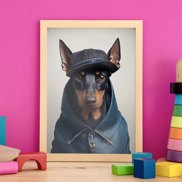 Poster cu animale, Nacnic, Rame bej, A3