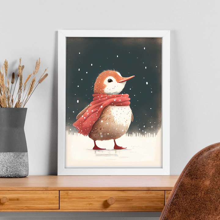 Poster cu pasari, Nacnic, Rame albe, A4