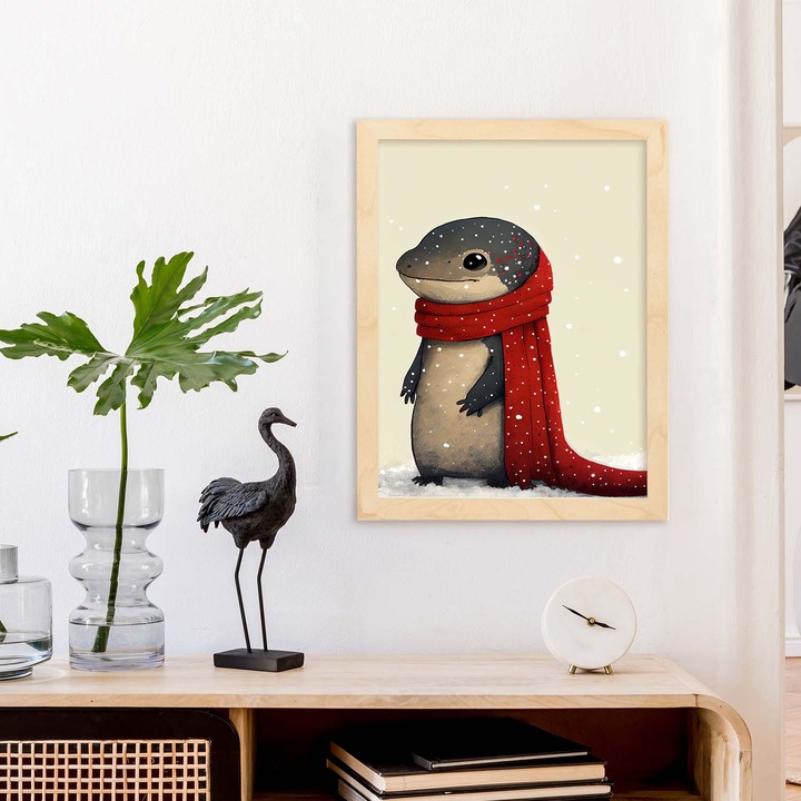 Poster cu animale, Nacnic, Rame bej, A4