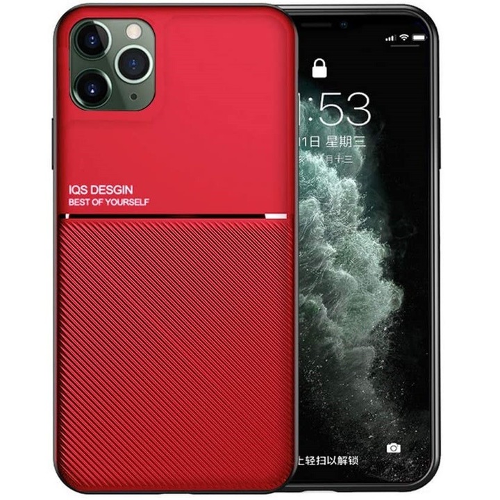 Huawei Honor 30 Lite / 30 Youth, силиконов калъф, средна устойчивост на удар, съвместим с магнитен държач, карбонов модел, Wooze Carbon, червен (100662)