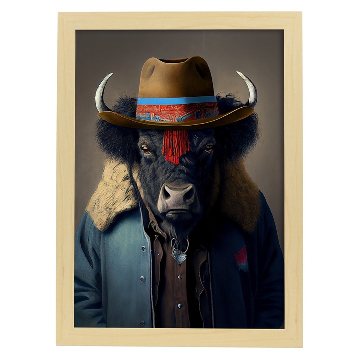 Tablou, Nacnic, Bison, Rama din lemn, A4, 101220-1-A4-CM-LW