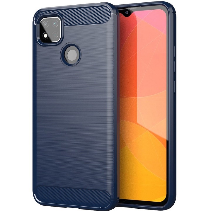 Huawei Honor X10 5G, силиконов калъф, средна устойчивост на удар, четка, карбонов модел, тъмно син (95916)