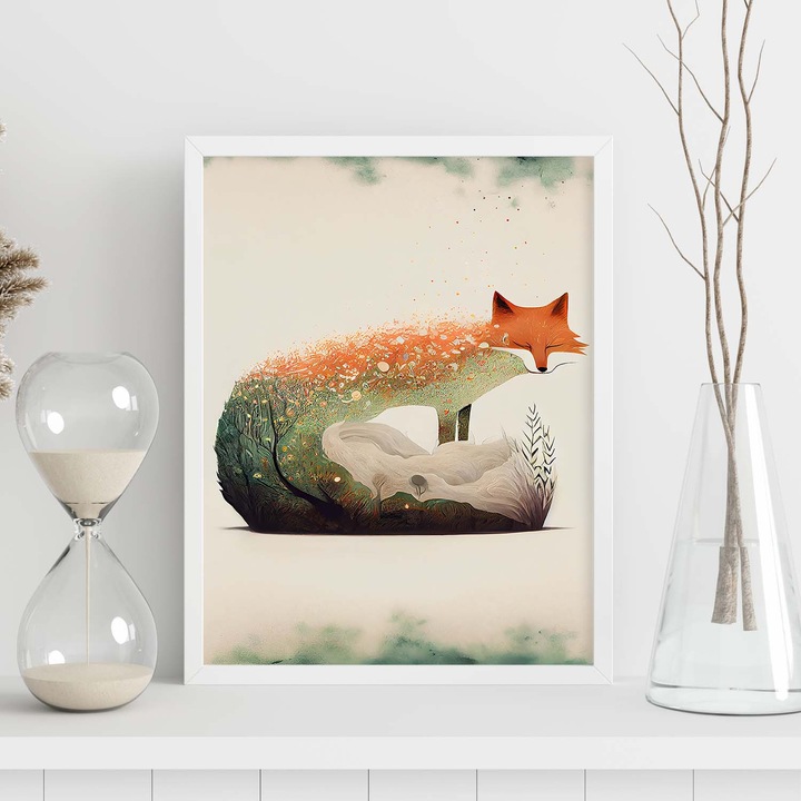 Poster cu animale, Nacnic, Rame albe, A3