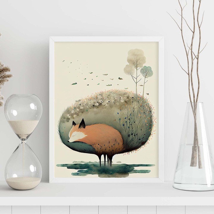 Poster decorativ de perete, Nacnic, Rame albe, A4