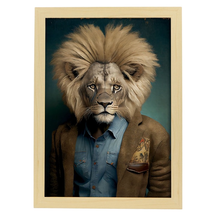 Tablou Nacnic, poster leu, bej, 29.7x21cm, cu rama