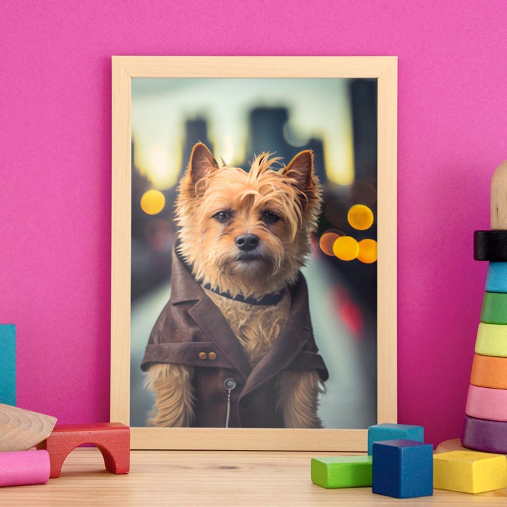 Poster cu animale, Nacnic, Rame bej, A4