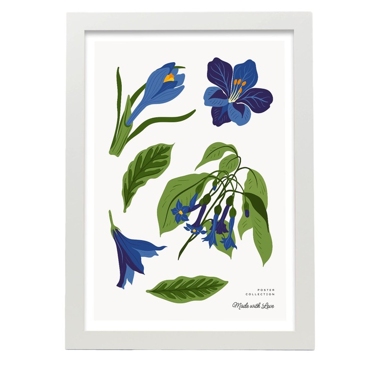 Tablou, Nacnic, Flori, A4, Alb, 17168-1-A4-CM-NEGRU