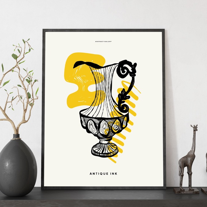 Tablou, Nacnic, Abstract Pop Art. Vaza tip urcior, Ilustratii de arta moderna pentru decoratiuni interioare, Dimensiune A3, 17042-1-A3-CM-LW