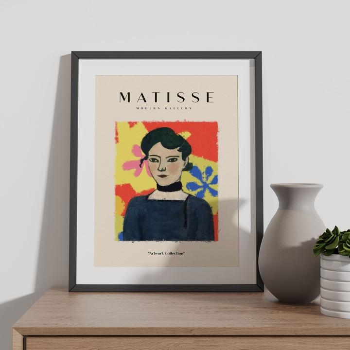 Tablou decorativ, Nacnic, Lemn/Hartie, Moder Matisse Fauvisimo Abstract 62, Format A3, Multicolor