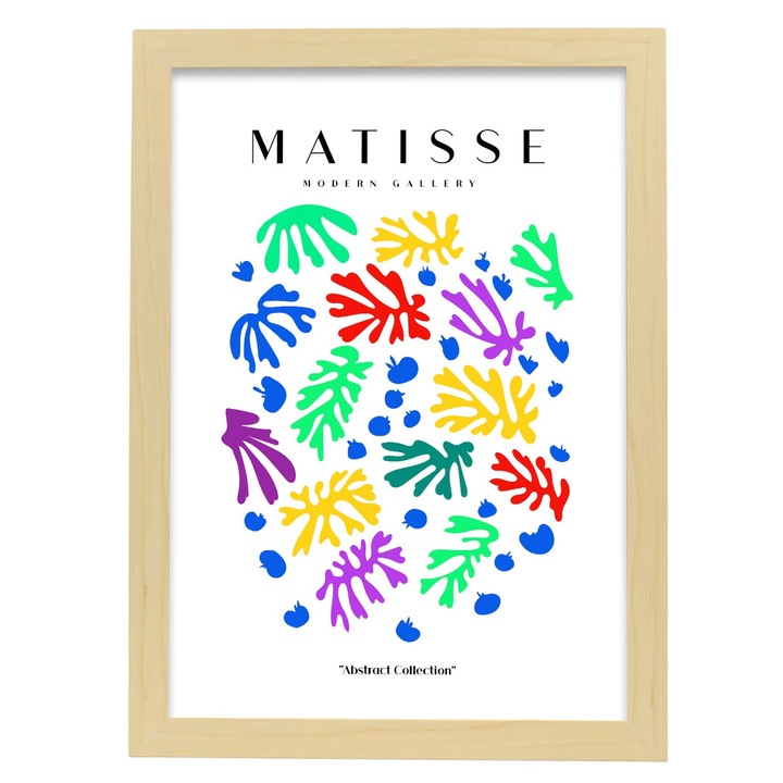 Tablou decorativ, Nacnic, Lemn/Hartie, Moder Matisse Fauvisimo Abstract 44, Format A3, Multicolor