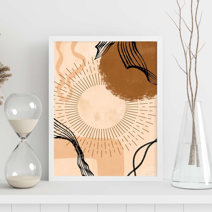 Tablou ilustratii abstracte, Nacnic, tonuri deschise si pamantii, "Abstract 26", 1 buc, 86315-1-A4-SM
