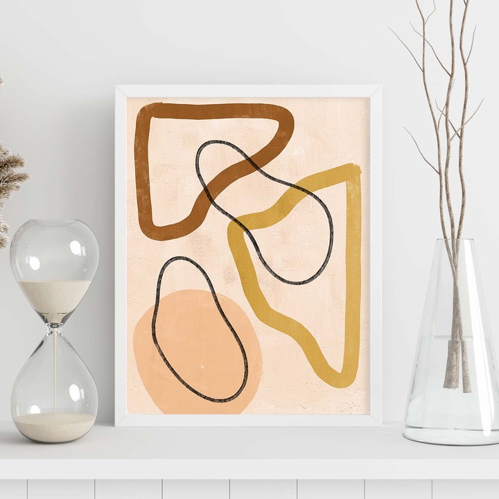 Tablou ilustratii abstracte, Nacnic, tonuri deschise si pamantii, "Abstract 3", 1 buc, 86292-1-A4-SM