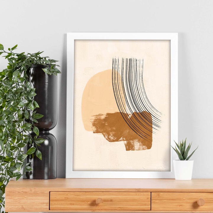 Tablou ilustratii abstracte, Nacnic, tonuri deschise si pamantii, "Abstract 8", 1 buc, 86297-1-A4-SM