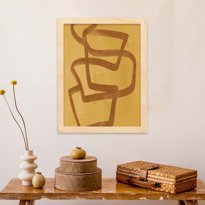 Tablou ilustratii abstracte, Nacnic, tonuri deschise si pamantii, "Abstract 10", 1 buc, 86299-1-A4-SM