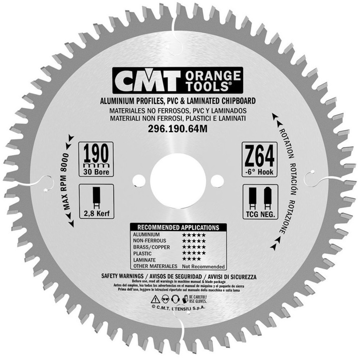 Panza circulara, CMT Orange Tools, Aluminiu, 190x30mm, Argintiu