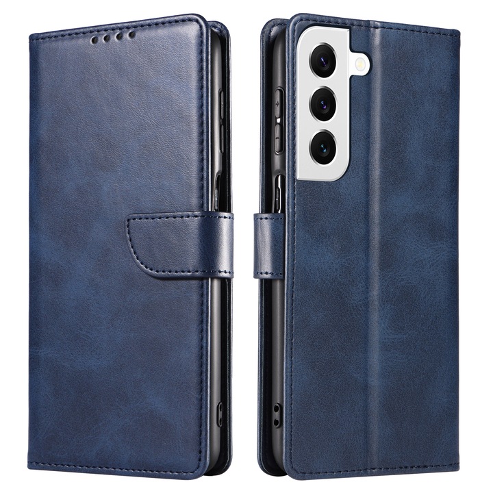 Samsung Galaxy S23 bőr tok, mágneses záródás, kártyatartó, állvány, kék