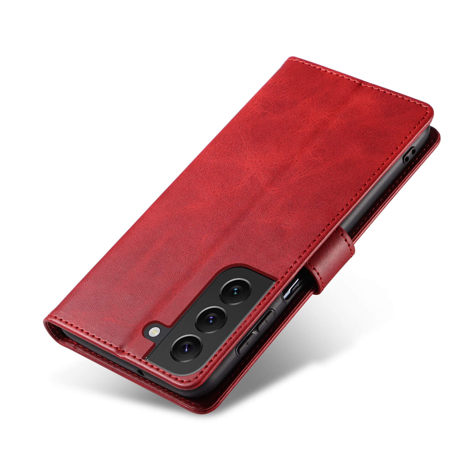 Husa din piele pentru Samsung Galaxy S23 Plus, inchidere magnetica, suport card, suport, rosie vin
