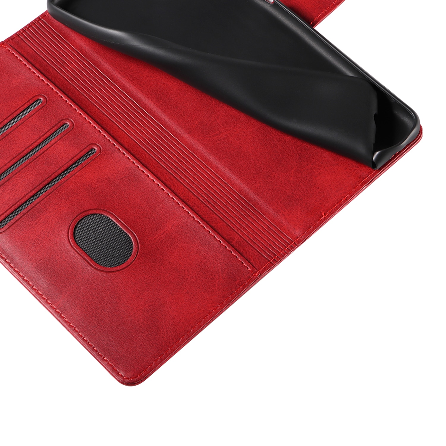 Husa din piele pentru Samsung Galaxy S23 Plus, inchidere magnetica, suport card, suport, rosie vin