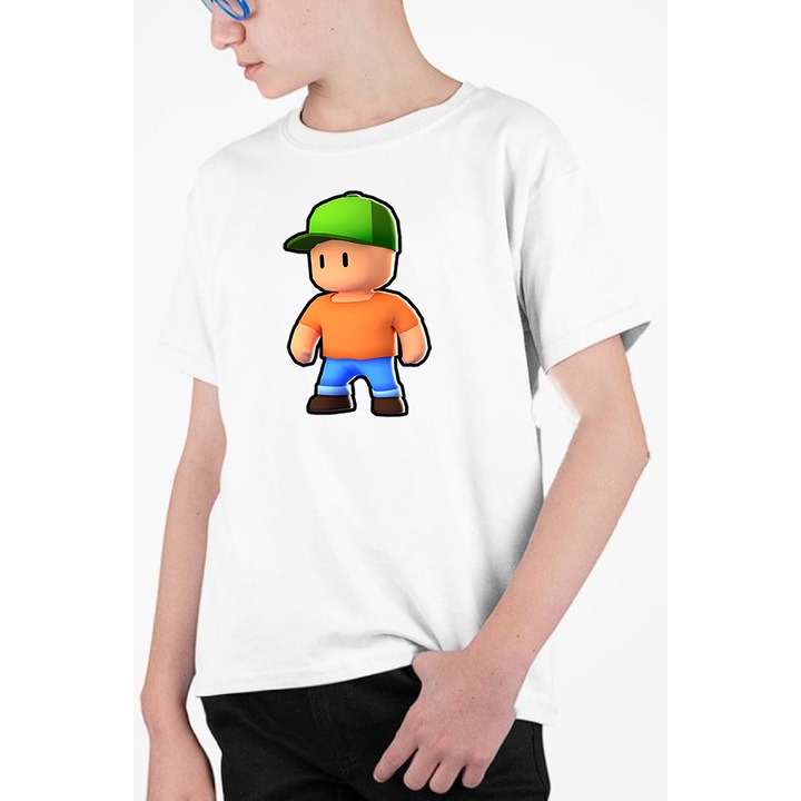 Tricou personalizat pentru copii cu imprimeu, Stumble Guy - Mr. Stumble, Alb, 128-140 CM