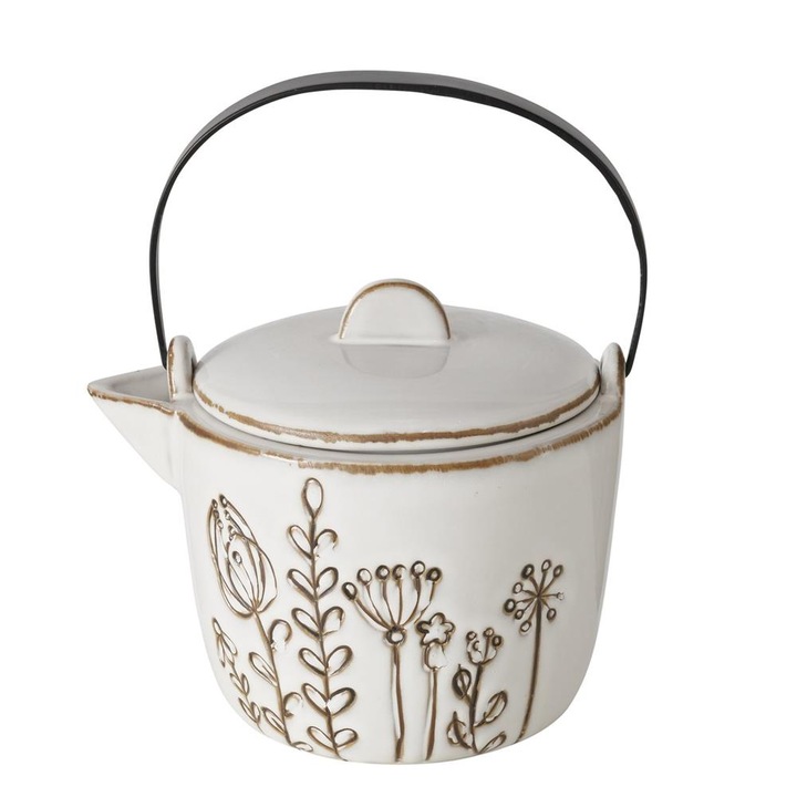 Ceainic - Bloma, Alb, Portelan, 1200 ml