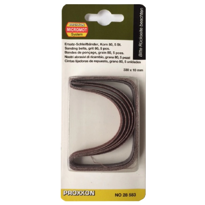 Csiszolószalag készlet BS/E és BS/A Micromot Proxxon 28583, 330x10 mm, 80 szemcseméretű, 5 darabos