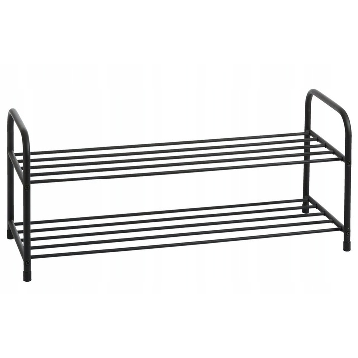 Поставка за обувки Hals, Jysk, стомана, 2 рафта, 92 x 39 x 35 см, черна