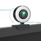 FULL HD уеб камера с LED, KINSI, 2K уеб камера, резолюция 2560x1440, вграден микрофон, автоматичен фокус, завъртане на 360°, включен статив, черен