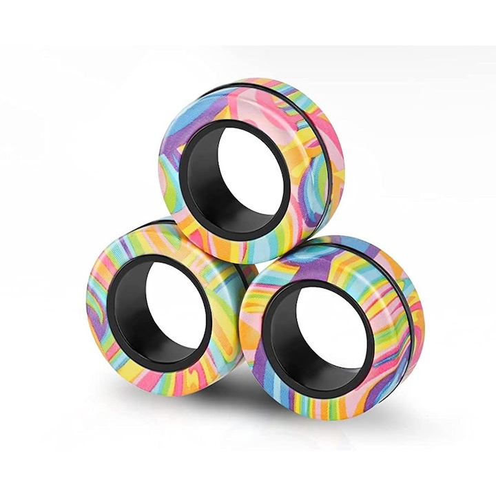 Комплект от 3 магнитни пръстена Fidget, SOOYE, Пластмаса, Многоцветни