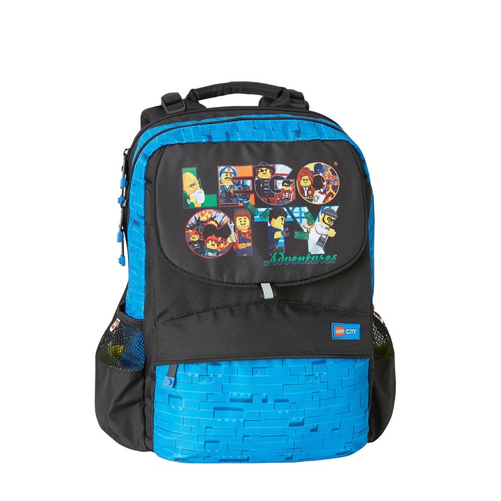 Rucsac Hansen City, Lego, Poliester, Impermeabil, 38 x 28 x 27 cm, 24 l, Negru/Albastru