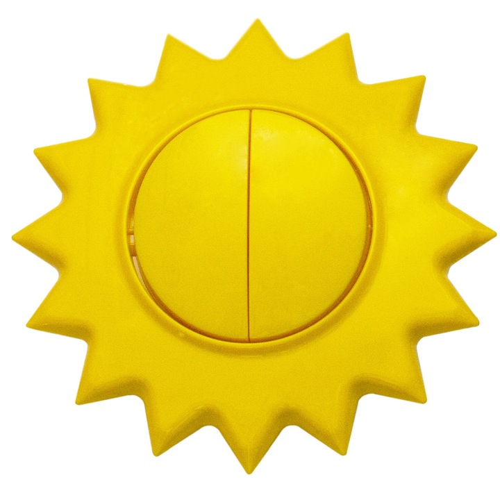 Двоен ключ Metalka Majur Happy, вграден, включена рамка, модел слънце, жълт цвят