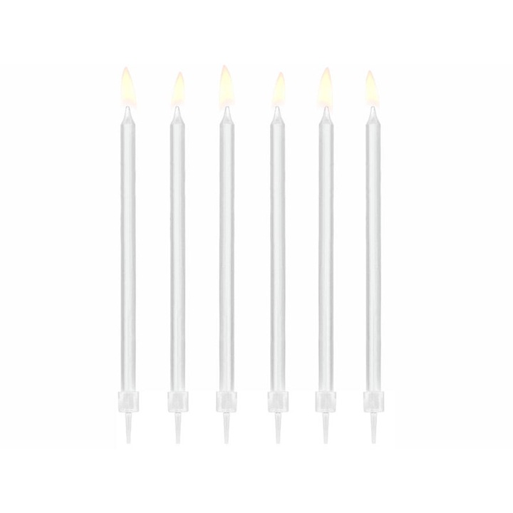 Lumanari simple de ziua de nastere, albe, 14cm, 12 buc