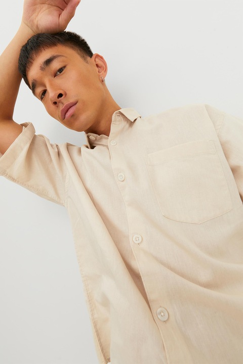 Jack & Jones, Camasa relaxed fit cu buzunar aplicat pe piept, Bej