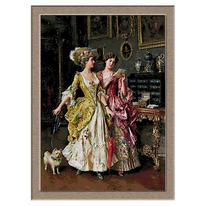 Комплект гоблени с цветова схема и конци, Federico Andreotti, Love letter, KRIF канава 10 бода см 61 цвята