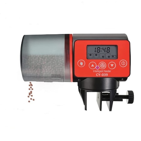 Hranitor automat pentru pesti, Bomstom, afisaj LCD, 200 ml, Rosu