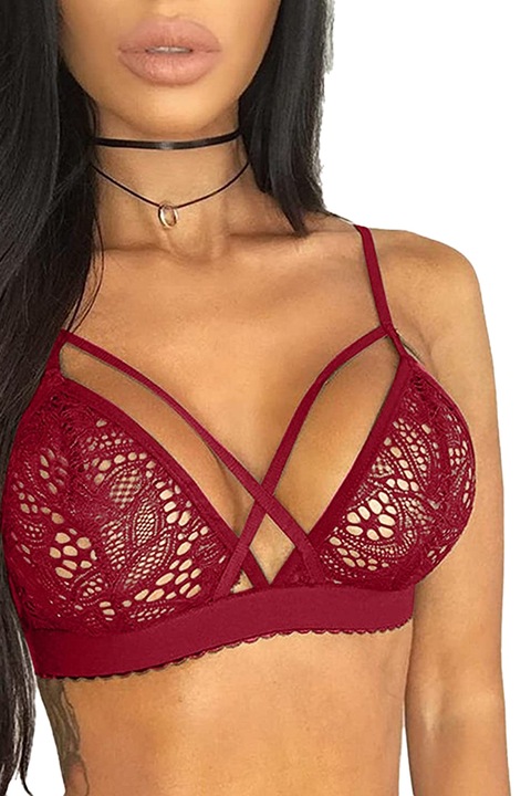 Sutien dama, bretele decorative, model floral, EFAYN, Visiniu