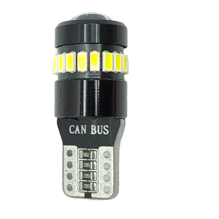 Bec LED T10 W5W Canbus Radus 18 SMD 3014 pentru lumini pozitii, plafoniera, portbagaj, semnalizare, lumini oglinda, lumini ambientale, lumina alba 6000k