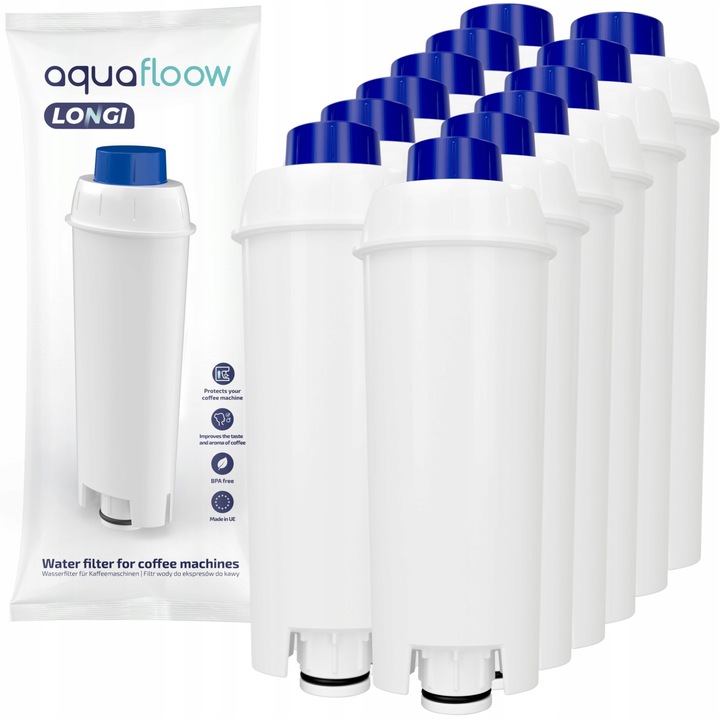 Set 12 filtre apa, Aquafloow, Compatibil cu Delonghi Magnifica S ECAM 21.117.SB, Alb