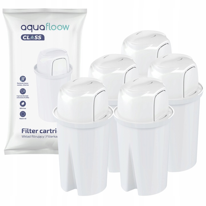Set 5 filtre de apa aparat de cafea, Aquafloow Classic, compatibil cu Brita Aquaphor Dafi