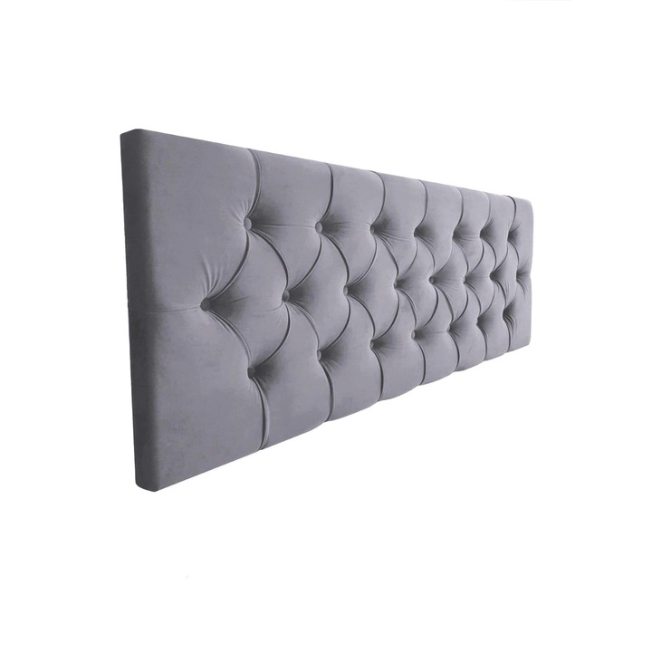 Tablie pat Diamond, catifea gri, 60 x 160 cm