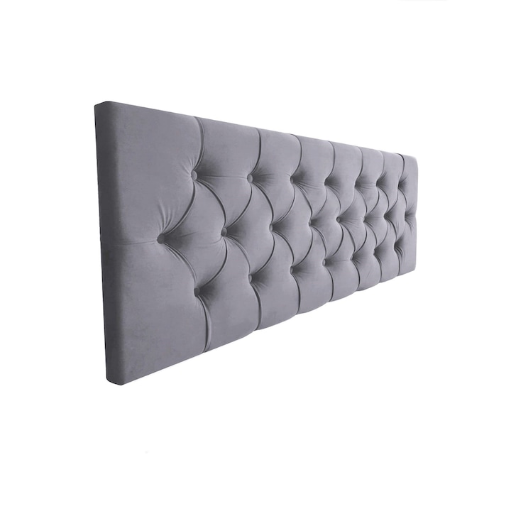 Tablie pat Diamond, catifea gri, 60 x 140 cm