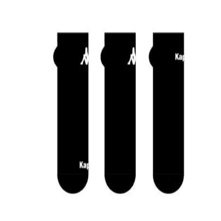 Set 3 perechi sosete, Kappa, Poliester/Bumbac, Marime 39-42, Negru