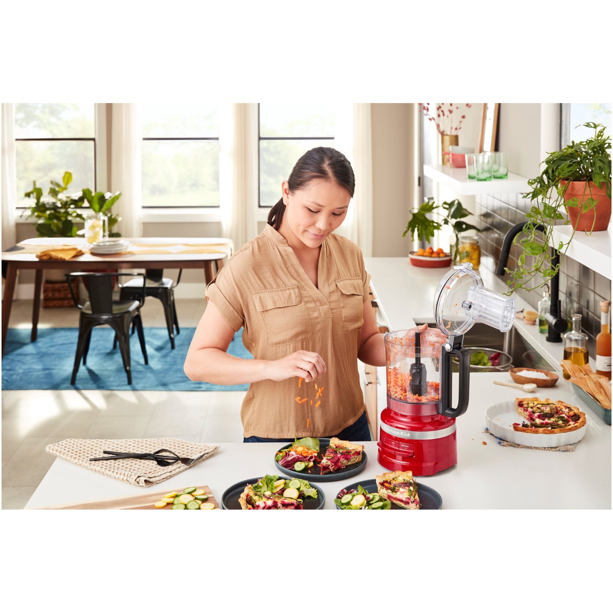 Кухненски робот KitchenAid 5KFP0921EER, 2.1л, 250W, empire red - eMAG.bg