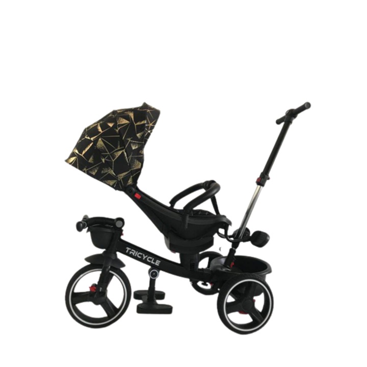 Tricicleta cu pozitie de somn, scaun reversibil, 8-36 luni, roata plina, multicolor