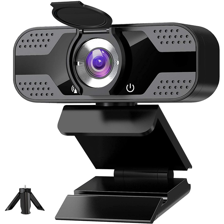 Уеб камера, S500 PRO Full HD, Резолюция 1920 x 1080p, 360° ротация, всепосочен микрофон с намаляване на шума, статив и включен капак за поверителност, цвят черен ﻿