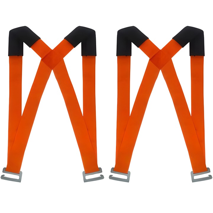 Set 2 Curele Ajustabile, Ham pentru 2 Persoane pentru ridicare/transport greutati, Rezistenta 1000kg, Portocaliu