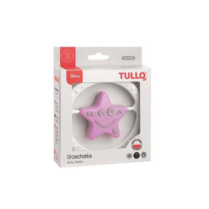 Csörgő játék, Tullo, Csillagmodell, Műanyag, 0 hónapos+, Rózsaszín/Szürke