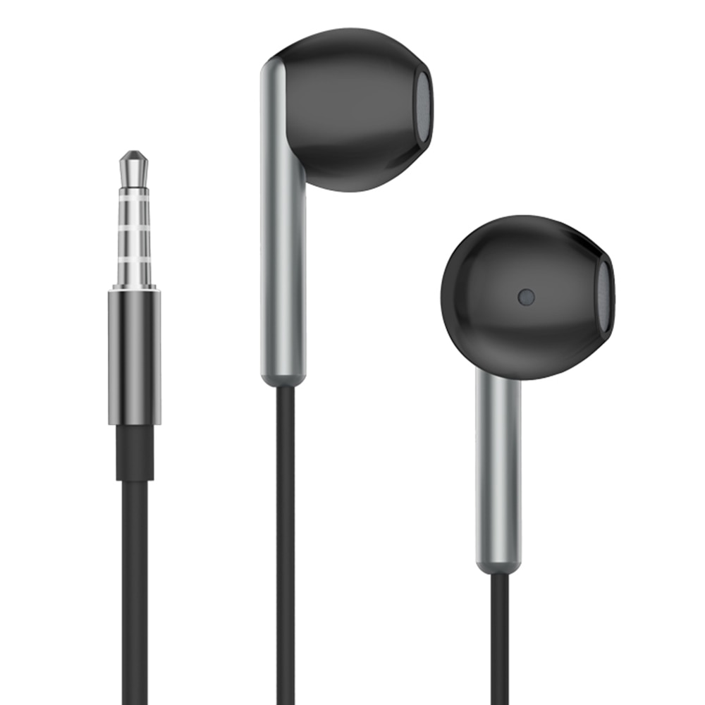 Casti audio in-ear cu conector Jack 3.5 mm, sunet HD, volum control si microfon, Black