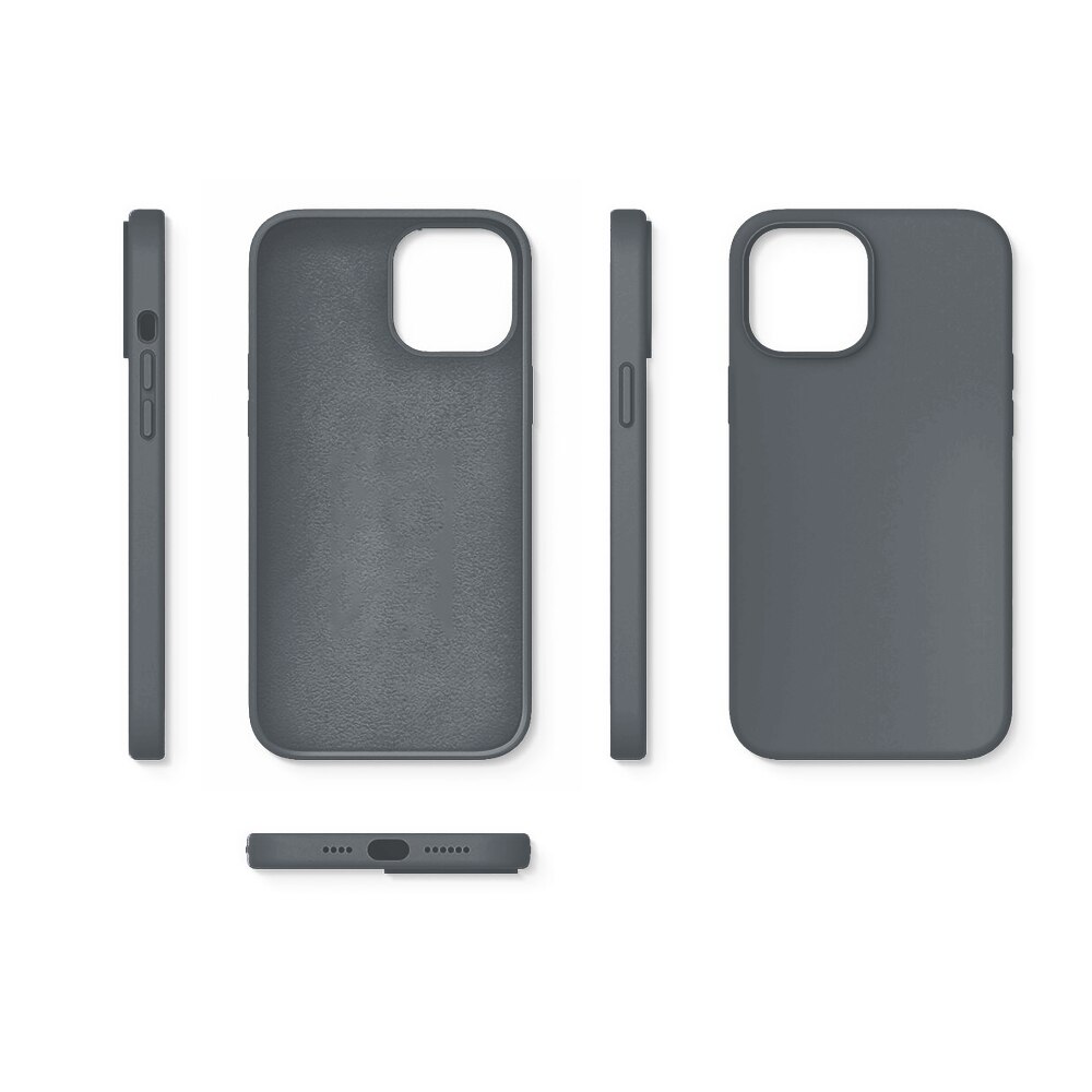 Husa CASEY STUDIOS™ compatibila cu iPhone 12 / 12 Pro, Soft Silicone Premium, Microfibra in Interior, Gri Inchis, de Protectie, Ultra Slim, pentru Incarcare Wireless, Margini Ridicate de Protectia Ecranului si a Camerelor
